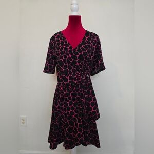 Michael Kors Black and Pink Wrap Inspired Dress Medium